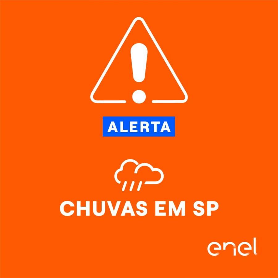 Enel emite alerta de fortes chuvas e ventos em SP nos dias 26 e 27 de agosto