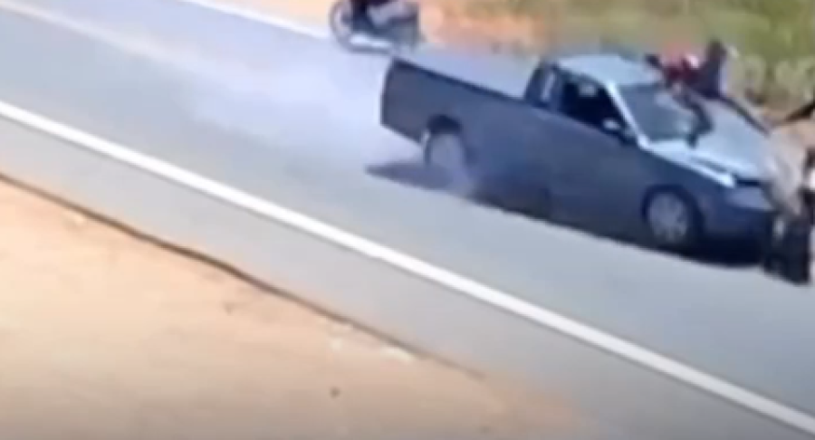 [VÍDEO] Motociclista fica ferido após colisão com carro em Nova Olinda